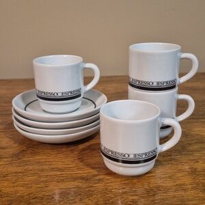 ESPRESSO Cups and Saucers Set of 4, Made In Brazil